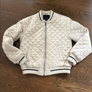 Sanctuary Cream Quilted Bomber Jacket